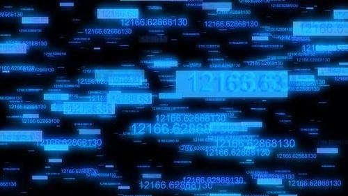 Glowing Blue Digital Numbers Flowing Data Background Animation