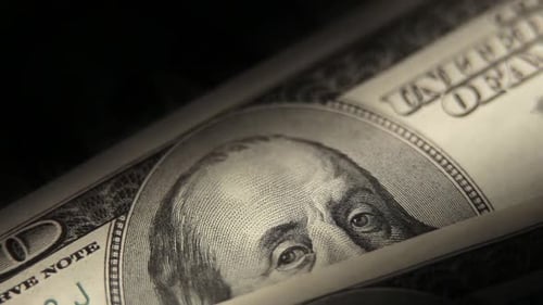 Extreme Close Up on United States Hundred Dollar Bill