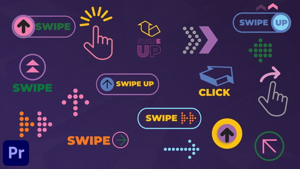 Animated Swipe Up and Click UI Arrows for Social Media, Elements ft ...