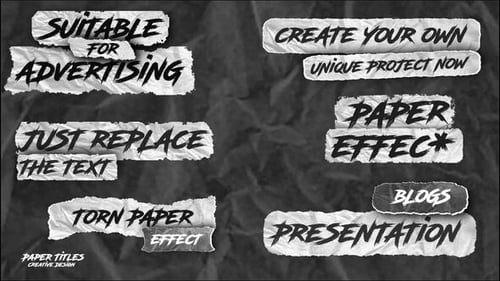 Animated Torn Paper Grunge Titles with Brush Font