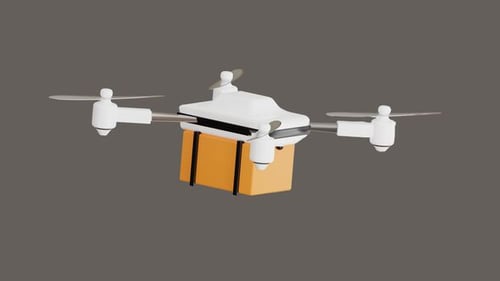 Animated 3D Drone Flying with Delivery Package