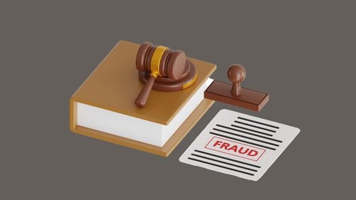 3D Animation of Judge Gavel with Fraud Stamp