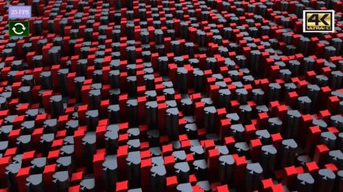 Abstract Animated Grid of Playing Card Suits Background