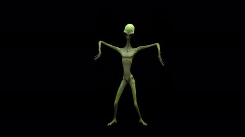 Animated Green Alien Waving Character