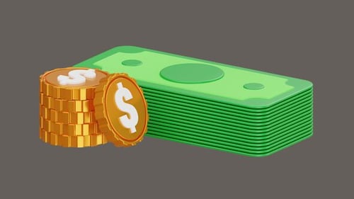 3D Animation of Financial Growth Money Increase