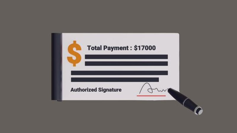 Animated 3D Checkbook Signing with Floating Money Elements, Elements ...