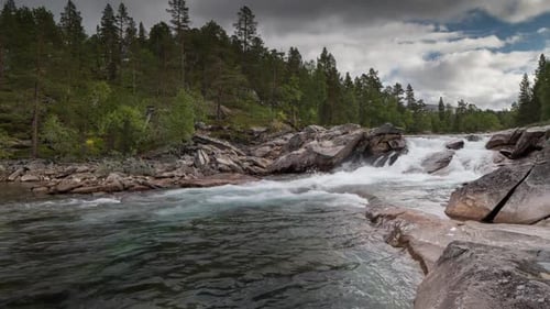 rapids waterfall lake water norway nature timelapse