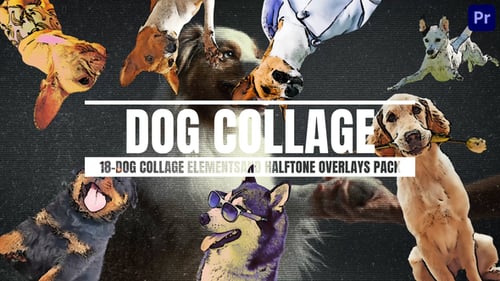 18-dog Collage Elements And Halftone Overlays For Premiere Pro
