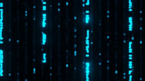 Partículas abstractas brillantes azules que caen en 4K