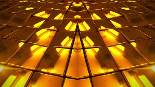 Golden Geometric Tiles Shimmering Seamless Background Loop