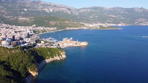 Aerial View of Old Town Budva Montenegro
