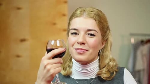 Woman Drinking Red Wine