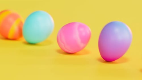 Seamless Loop of Colorful Easter Eggs Rolling