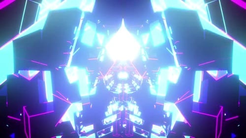 Futuristic Neon Geometric Tunnel Loop Background
