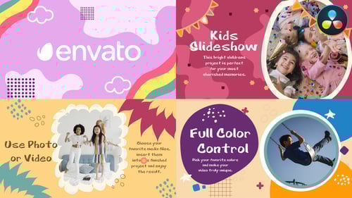 Playful Kids Slideshow with Organic Shapes and Bright Colors