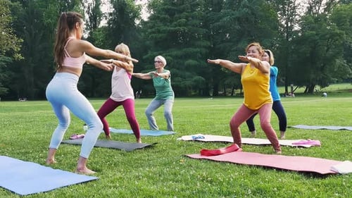 Fitness Class in Lush Green Urban Park