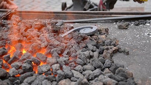 Close-up Of Fire in a Metal Workshop