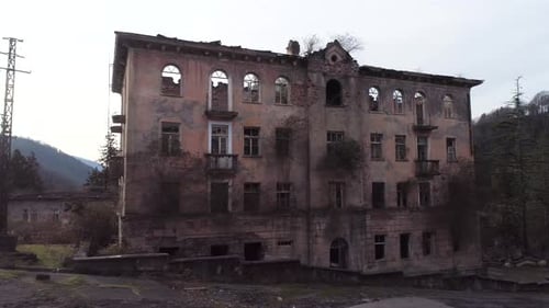 Old brick destroyed building