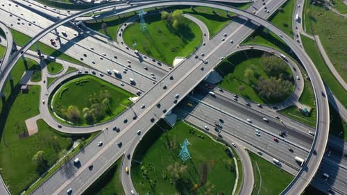 Freeway Intersection Traffic Trails in Moscow