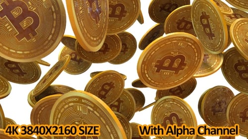 Bitcoin Coins Falling Down Looping Background