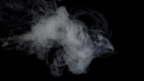 Wispy Gray Smoke Flowing on Black Background