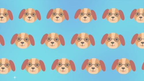 Dog Chihuahua Happy Faces Gif Animation Motion Design Pattern in 3d with Color Background Fashion
