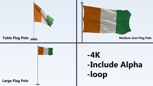 Waving Côte d'Ivoire Flag Animations with Alpha Channel