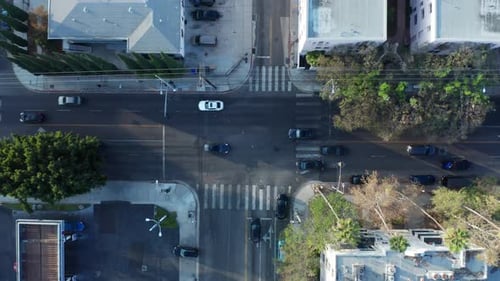 City famous traffic round road junction aerial top view.