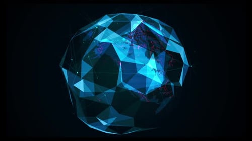 Futuristic Polygonal Globe with Digital Network Connections