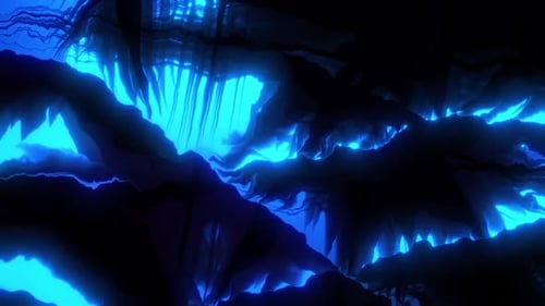 Abstract Cave Animation with Pulsating Blue Light Loop
