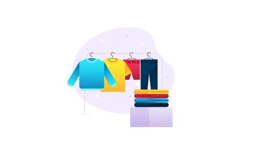 Flat Design Animated Clothing Rack for Retail and E-commerce