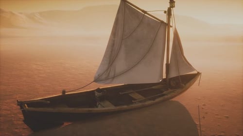 Bateau de pêche ou de pêcheur abandonné dans le désert