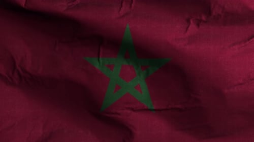 Waving Flag of Morocco with Realistic Fabric Texture