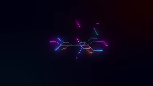 Neon Futuristic Circuit Board Network Reveal