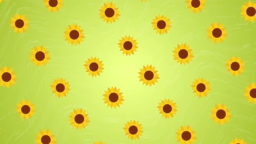 Seamless Looping Flat Design Sunflowers Pattern Background
