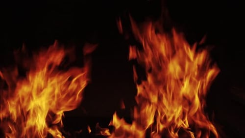 Intense Flames Burning Against a Dark Background