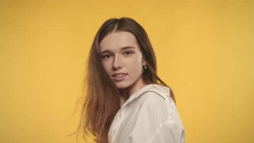 Woman With Long Brown Hair Posing