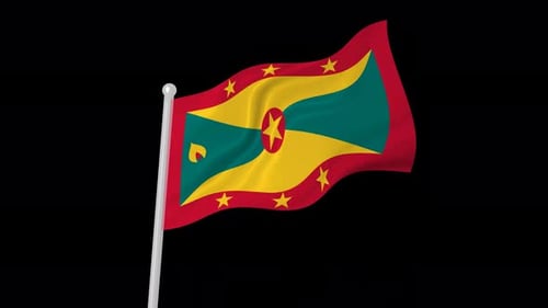 Grenada National Flag Waving in Realistic Loop Animation