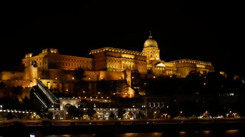 Night view of Buda part of Budapest, Hungary. View from the river Danube