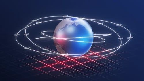 Loop rotation of the earth with digital lines