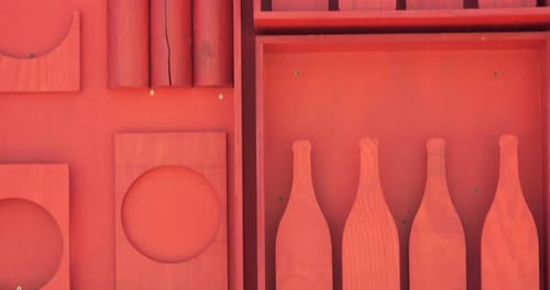 Red Abstract Geometric Art Installation