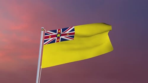 Realistic Waving Niue National Flag 3D Animation