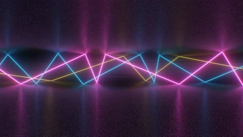 Pulsating Neon Geometric Light Rays Loop Background