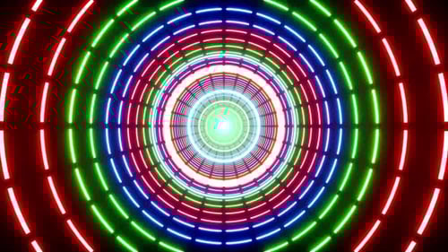 Piscando colorido tracejado círculo VJ luz