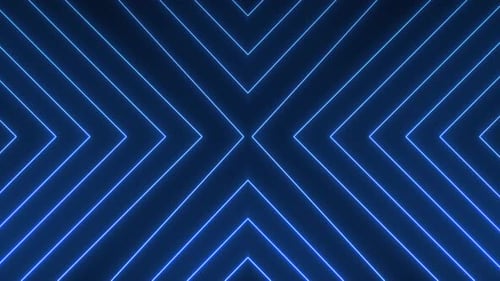 Abstract Neon Blue Glowing Chevron Lines Loop Background