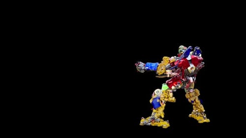 Colorful Animated Robot Dancing on Alpha Channel
