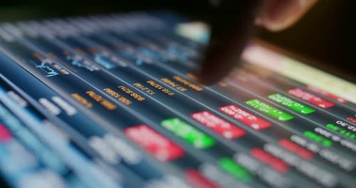 Stock market data on tablet