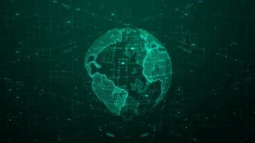 Futuristic Digital Earth Globe Network Connection Loop