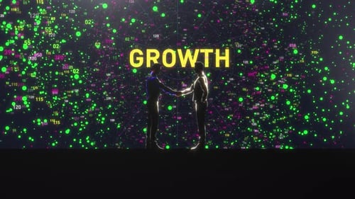 Futuristic Digital Handshake for Business Growth Animation