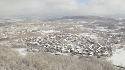 Small Village in Snow